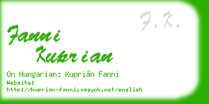 fanni kuprian business card
